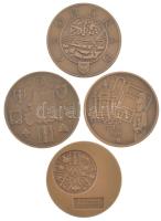 Tóth Sándor (1933-2019) ~1970-1980. 4db-os "Szeged Tourist" bronz emlékérem tétel, mind kü...