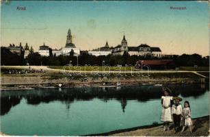 1915 Arad, Marospart / Mures riverside (EK) + K.u.k. NOTH-RESERVESPITAL ROMÁN NEMZETI HÁZ