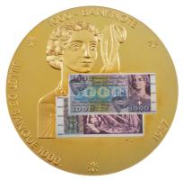 Svájc DN 1000. Banknote aranyozott Cu emlékérem multicolor rátéttel kapszulában (50mm) T:PP  Switzerland ND 1000. Banknote gold plated Cu commemorative medallion with multicolor inlay in capsule (50mm) C:UNC