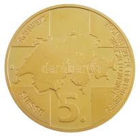 Svájc DN "1000. Banknote" aranyozott Cu emlékérem multicolor rátéttel kapszulában (50mm) T...