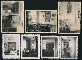 Régi lakásbelsők, 7 db fotó, 6×9 és 5×6 cm