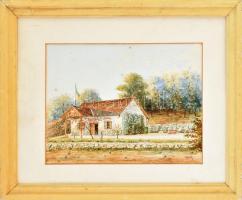 Weber K jelzéssel: Ház. Akvarell, papír, kissé foltos, fakeretben, 23×30,5 cm