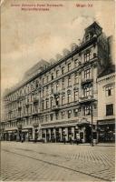 1908 Wien, Vienna, Bécs XV. Anton Zohners Hotel und Restaurant Holzwarth, Schuhwarenhaus. Mariahilferstraße 156-160. (EK)