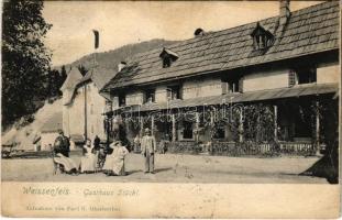 1906 Fusine in Valromana, Weißenfels, Bela Pec; Gasthaus Stückl / restaurant and hotel + TARVIS-LAIBACH 48 (EK)