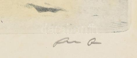 Gacs Gábor (1930-2019): Vadász - télen. Rézkarc, papír, jelzett. Üvegezett fakeretben. Lap széle kis...