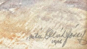 vitéz Oláh József (?-?), működött a XX. sz. első felében: Csirkék. Akvarell, papír, jelzett. Üvegeze...