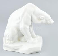 Herendi nagy méretű jegesmedve szobor. Jelzett (Markup Béla 1927), Kézzel festett, jelzett, hibátlan, m:19, h:21 cm