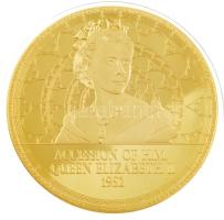 Nagy-Britannia DN Accession of H.M. Queen Elizabeth II 1952 aranyozott Cu emlékérem kapszulában (100mm) T:PP Great Britain ND Accession of H.M. Queen Elizabeth II 1952 gold plated Cu commemorative medallion in capsule (100mm) C:PP