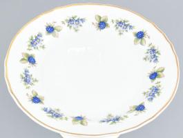 Hollóházi szeder mintás tortatál, matricás, jelzett, hibátlan, m:14 cm, d:26 cm