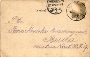 1902 Arad, Arad-Csanádi Egyesült Vasutak palotája. Szecessziós magyar zászlós litho keret / Palace o...