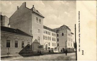 1914 Arad, Görögkeleti román polgári leányiskola és internátus. Kerpel Izsó kiadása / Romanian Orthodox girls boarding school (kis szakadás / small tear)