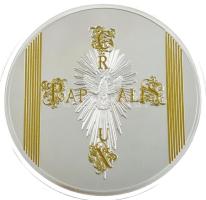 DN "Franciscus P.M" aranyozott és ezüstözött Cu emlékérem színes rátéttel kapszulában (70m...