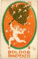 Boldog Ünnepeket! A 16. honvéd gyalog ezred özvegy és árva alapja javára. Első világháborús osztrák-magyar katonai karácsonyi üdvözlet / K.u.k. military Christmas greeting art, charity card (fa)