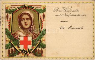 1914-1916 Beste Weihnachts und Neujahrswünsche! Offizielle Karte für Rotes Kreuz, Kriegsfürsorgeamt Kriegshilfsbüro No. 599. / WWI Austro-Hungarian Navy, K.u.K. Kriegsmarine, Christmas and New Year greeting art postcard. litho s: Alfred Offner (EK)