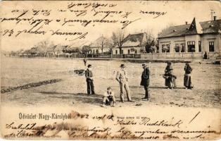 1902 Nagykároly, Carei; Nagy piac, új sor. Csókás László kiadása / market square (Rb)