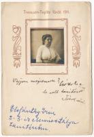 1911 Trencsénteplic-fürdő, Kúpele Trencianske Teplice; Elefánthy Irén elemi osztályos tanítónő / teacher. Art Nouveau, photo (gyűrődések / creases)