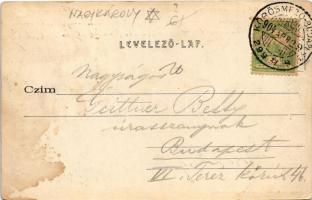 1904 Nagykároly, Carei; látkép, zsinagóga. Csókás László kiadása / general view with synagogue + &qu...