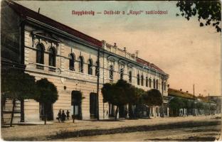 1913 Nagykároly, Carei; Deák tér, Royal szálloda, kávéház és étterem, bor és sörcsarnok. Samuel Sándor kiadása / hotel, café and restaurant, beer hall (EK)