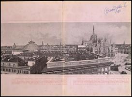 cca 1910 Milano. Monumenti Edifici Opere d'Arte, leporelló, 33 képpel + 1 db 4 lapból álló pano...