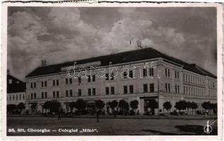 1938 Sepsiszentgyörgy, Sfantu Gheorghe; Mikó kollégium, Brassói általános takarékpénztár, Klein Fähndrich és Féder és Dr. Barabás és Sipos üzlete / colegiul / boarding school, savings bank, shops