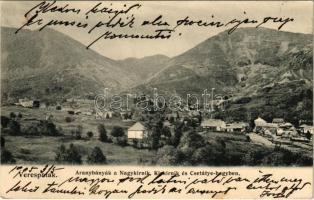 1905 Verespatak, Goldbach, Rosia Montana; Aranybányák a Nagykirnik, Kiskirnik és Csetátye-hegyben / gold mines in the mountains