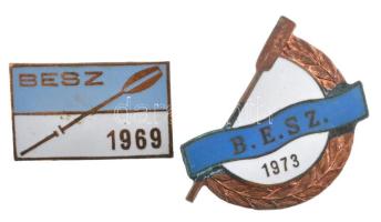 1969-1973. BESZ (Budapesti Evezős Szövetség) zománcozott fém jelvény (2xklf) T:1-,2