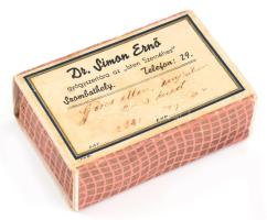 cca 1930 Dr. Simon Ernő gyógyszertára az Isten Szeméhez Szombathely, gyógyszeres kartondoboz, 7,5x5x2,5 cm