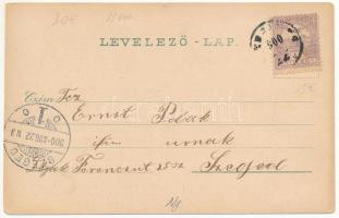 1900 Perjámos, Periamos; Hauptstrasse mit Kloster, Kirche, Brummer's Warenhaus / Fő utca, kolos...