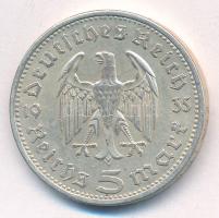 Német Harmadik Birodalom 1935A 5M Ag "Hindenburg" T:1- German Third Reich 1935A 5 Mark Ag ...