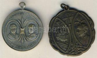 USA 1908. "New York-i Egyházmegye alapításának centenáriuma" alkalmából kiadott Br emlékérem T:2/3 + Spanyolország 1889. "Covadonga székesegyház" ezüstözött emlékérem T:2/3