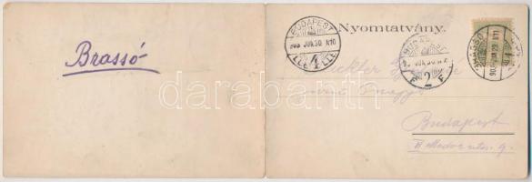 1903 Brassó, Kronstadt, Brasov; 2-részes kihajtható panorámalap. Julius Müller utóda Tartler & S...