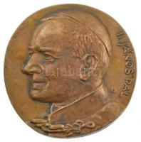 Bartos Endre (1930-2006) ~1990. II. János Pál nagyméretű, egyoldalas bronz plakett (130mm) T:1-,2 patina, kis ph