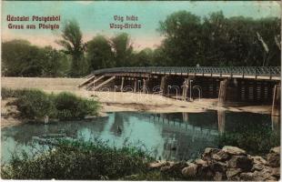 1907 Pöstyén, Piestany; Vág hídja. Gipsz H. kiadása / Waag Brücke / Váh bridge (Rb)