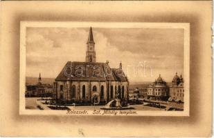 1914 Kolozsvár, Cluj; Szent Mihály templom, Státus paloták, Haraszthy Jenő üzlete. Keszey Albert kiadása / church, palaces, shops (b)