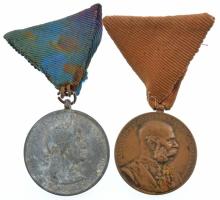 1898. Jubileumi Emlékérem a Fegyveres Erők Számára / Signum memoriae (AVSTR) bronz kitüntetés mellszalagon + 1940. Erdélyi részek felszabadulásának emlékére Zn kitüntetés mellszalagon. Szign.: BERÁN L. T:2-3 szennyeződés, folt, patina Hungary 1898. Commemorative Jubilee Medal for the Armed Forces (AVSTR) bronze decoration on ribbon + Hungary 1940. Commemorative Medal for the Liberation of Transylvania Zn medal with ribbon. Sign.: BERÁN L. C:XF-F dirty, spotted, patina NMK 249., NMK 428.