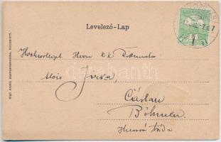 1912 Kolozsvár, Cluj; Főtéri templom, városi vasút, kisvasút, vonat. Szecessziós címeres litho keret...