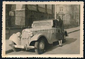 cca 1935 Adler Trumpf Junior autó, fotó, 5,5×8,5 cm