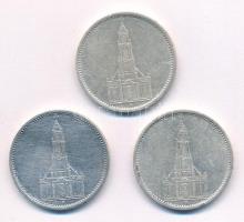 Német Harmadik Birodalom 1935A 5M Ag "Garnisonkirche" (3x) T:2 ph. German Third Reich 1935A 5 Reichsmark Ag "Garnisonkirche" (3x) C:XF edge error Krause KM#83