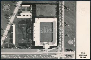 FTC stadion terve, képeslap, hátoldalon ismertető szöveggel, 10×15 cm