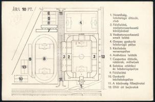 FTC stadion terve, képeslap, hátoldalon ismertető szöveggel, 10×15 cm