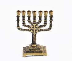 Jeruzsálemi emlék menóra, réz, m: 12,5 cm