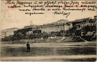 1910 Budapest I. Vérmező és a bástya részlete a helyőrségi templommal (kis szakadás / small tear)