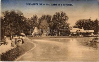1913 Buziásfürdő, Baile Buzias; Szt. Antal tó és korzó. Francz József kiadása / lake and corso