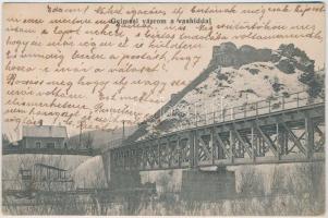 Gyimes, Ghimes; Rákóczi várrom, magyar-román határ, vasúti híd / castle ruin, Hungarian-Romanian border, railway bridge