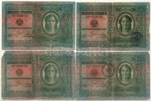1912. 100K (4x) közte román és német felülbélyegzéssel + 1915. 10K magyar felülbélyegzéssel T:III
