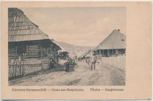 Ruszpolyána, Havasmező, Havaskő, Poienile de sub Munte, Ruspoiana (Máramaros); Fő utca, rutének / Hauptstrasse / main street, Rusyns