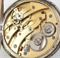 Ezüst (Ag) zsebóra Remontoir jelzett, szép, kézzel festett zománc számlap. d: 45 mm Működő, jó állap...