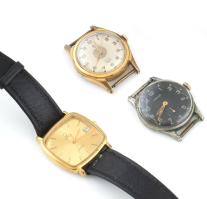 5 db kvarc karóra (Pobeda, Roamer, Venus, Glashütte), szíjjal/szíj nélkül, vegyes állapotban