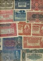 98 db klf magyar bankjegy korona-, pengő-, forint-időszakból jobbakkal, Adamovszky-katalógus alapján rendezve, variánsokkal T:II,II/III,III