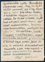 cca 1925 Kmetty János (1889-1975) festőművész saját kézzel írt sorai Szolnay Sándor (1893-1950) fest...